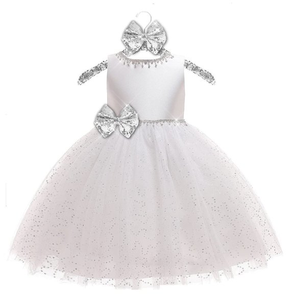 NEW Beautiful Sparkling Bling Rhinestone Sequins Flower Girl Baby Birthd… - Picture 11 of 16